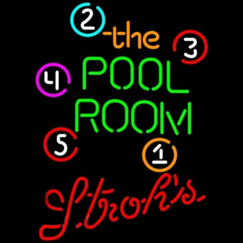 Strohs Pool Room Billiards Beer Sign Enseigne Néon