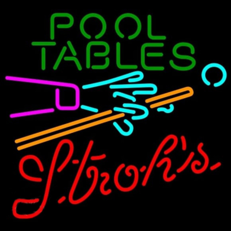 Strohs Pool Tables Billiards Beer Sign Enseigne Néon