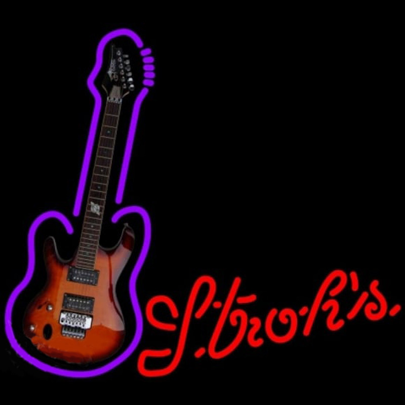 Strohs Purple Guitar Beer Sign Enseigne Néon