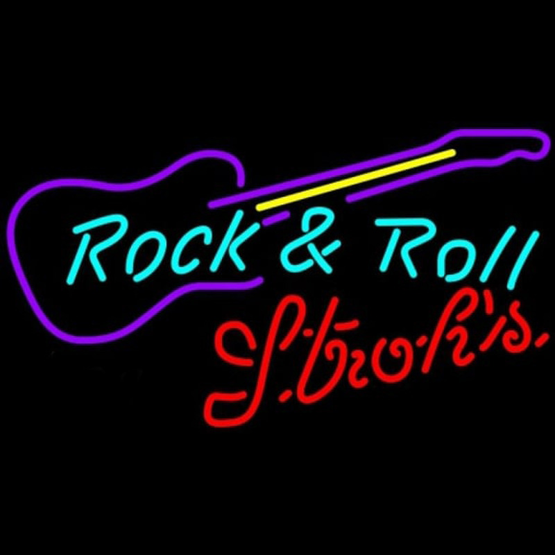 Strohs Rock N Roll Guitar Beer Sign Enseigne Néon