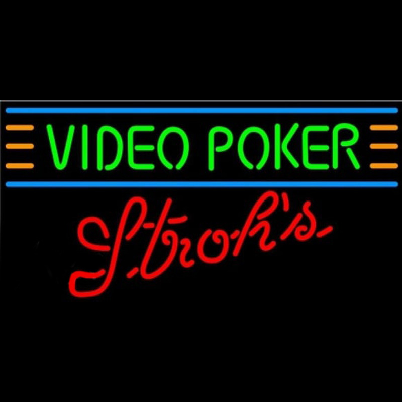 Strohs Video Poker Beer Sign Enseigne Néon