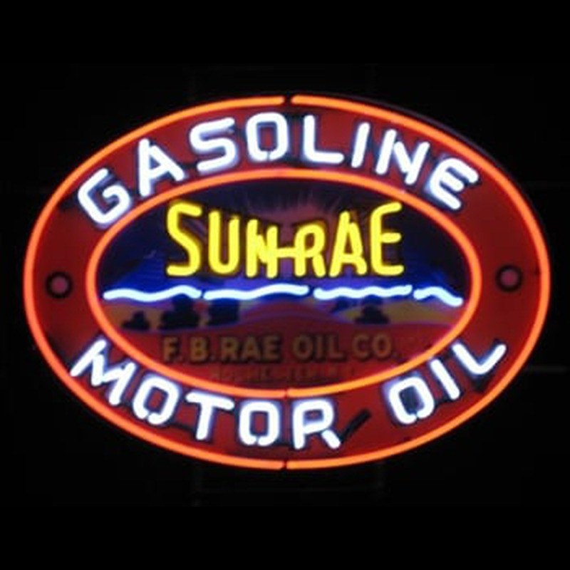 Sun-Rae Motor Oil Gasoline Enseigne Néon