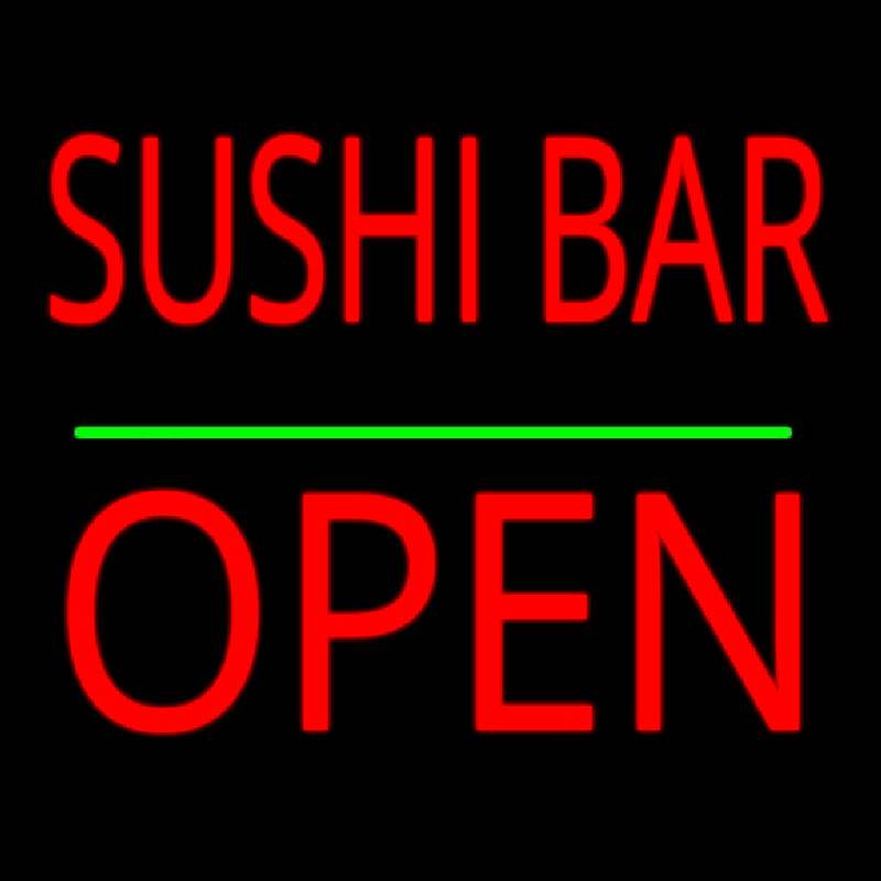 Sushi Bar Block Open Green Line Enseigne Néon