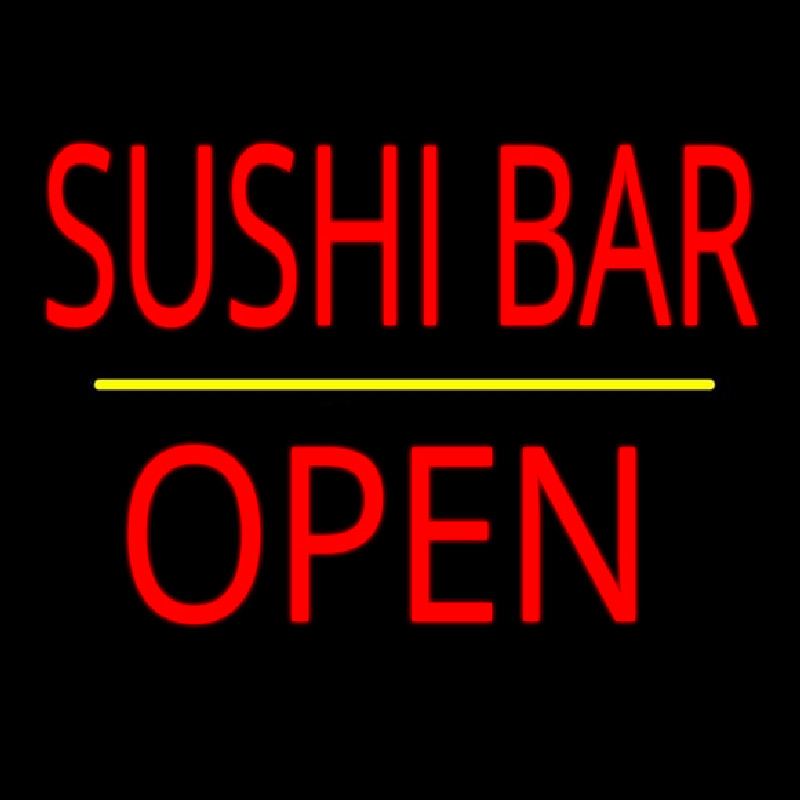 Sushi Bar Open Yellow Line Enseigne Néon