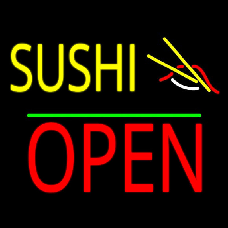 Sushi Block Open Green Line Enseigne Néon