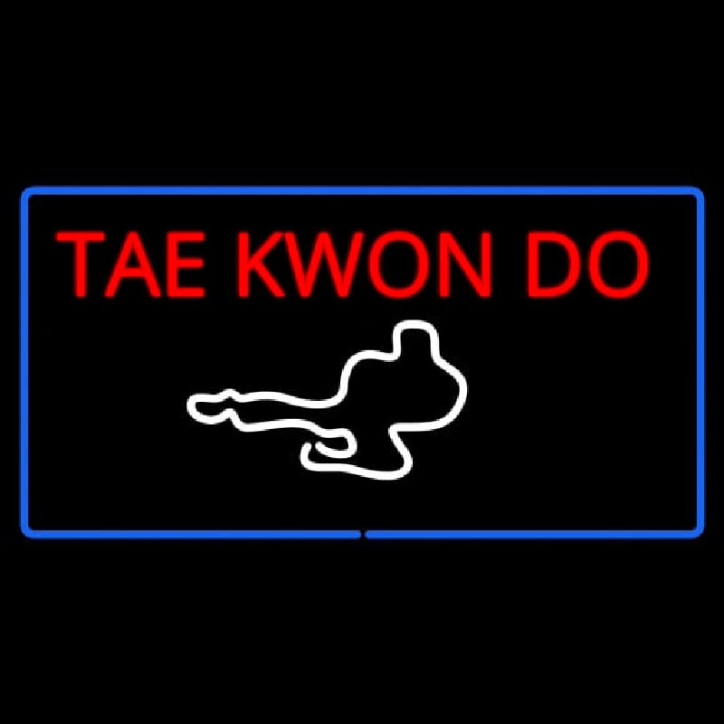 Tae Kwon Do Logo Rectangle Blue Enseigne Néon