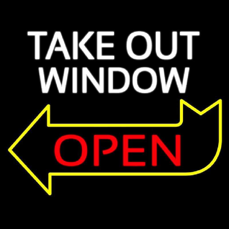 Take Out Window Left Yellow Open Arrow Enseigne Néon