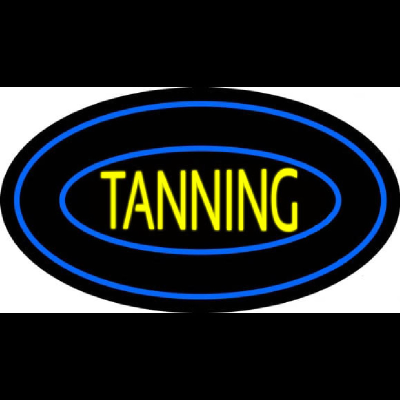 Tanning Double Oval Blue Border Enseigne Néon