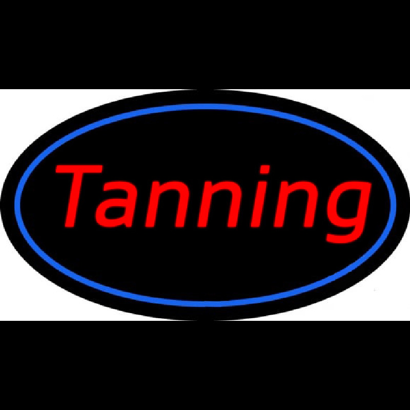 Tanning Oval Blue Border Enseigne Néon