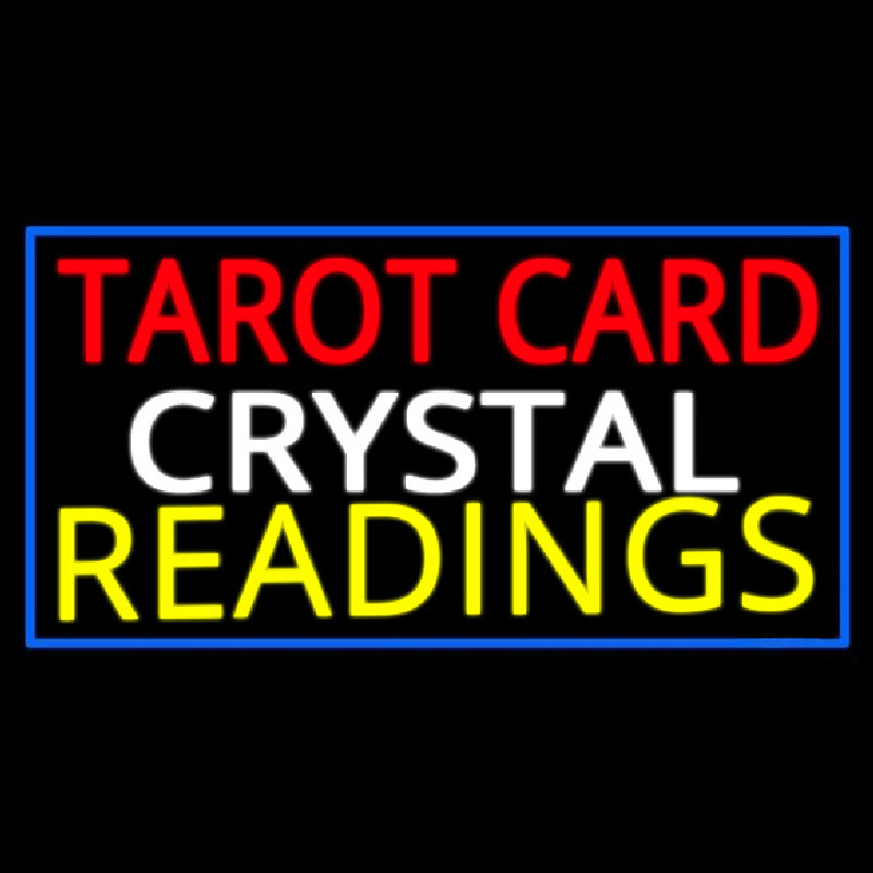 Tarot Card Crystal Readings With Blue Border Enseigne Néon