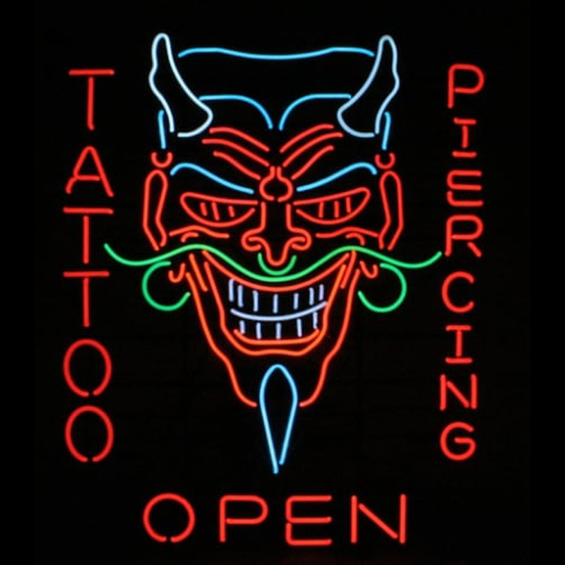 Tattoo Body Piercing Shop OPEN Enseigne Néon