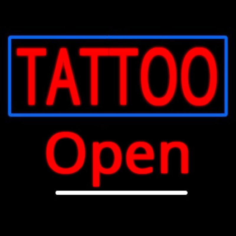 Tattoo With Blue Border Open Enseigne Néon