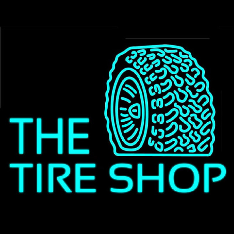 The Tire Shop Turquoise Logo Enseigne Néon