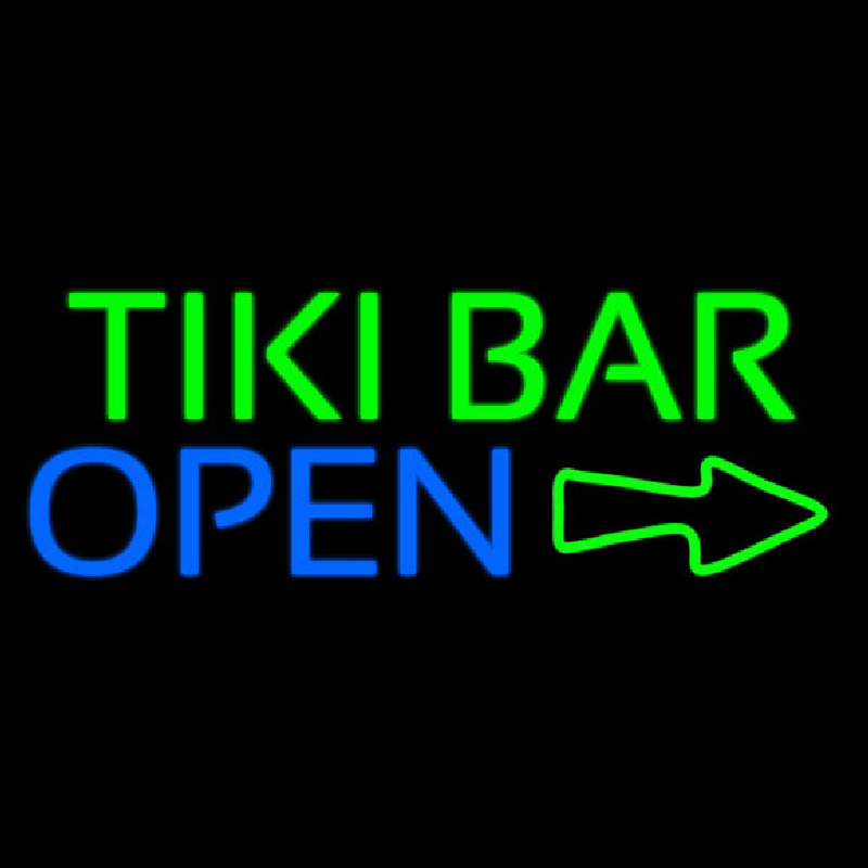 Tiki Bar Open With Arrow Enseigne Néon