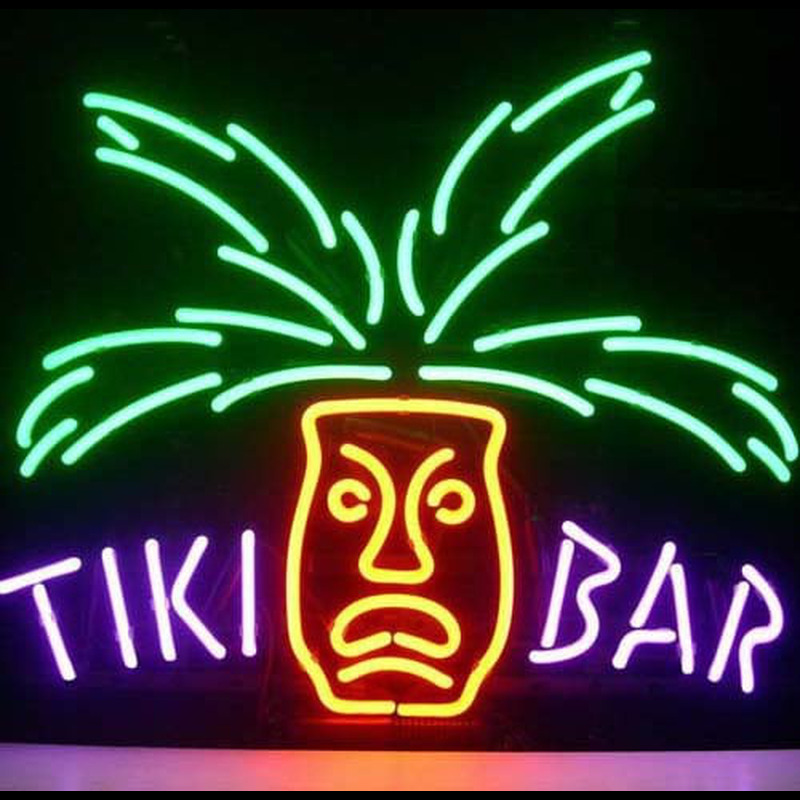 Tiki Bar Paradise Palm Bière Bar Entrée Enseigne Néon