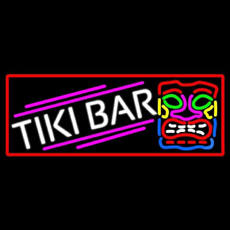 Tiki Bar Sculpture With Red Border Enseigne Néon