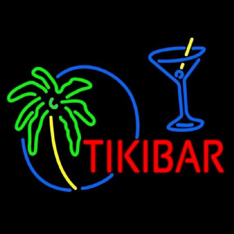 Tiki Bar With Wine Glass Enseigne Néon
