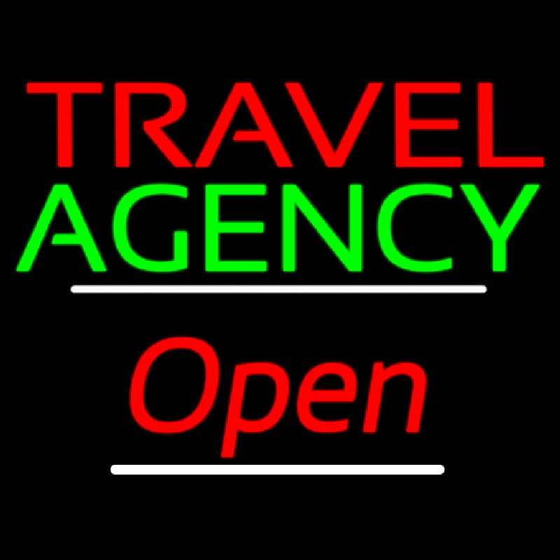 Travel Agency Open White Line Enseigne Néon