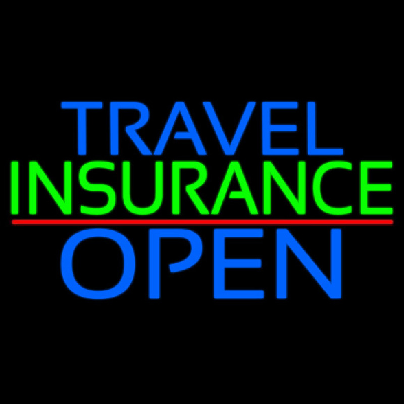Travel Insurance Open Block Red Line Enseigne Néon