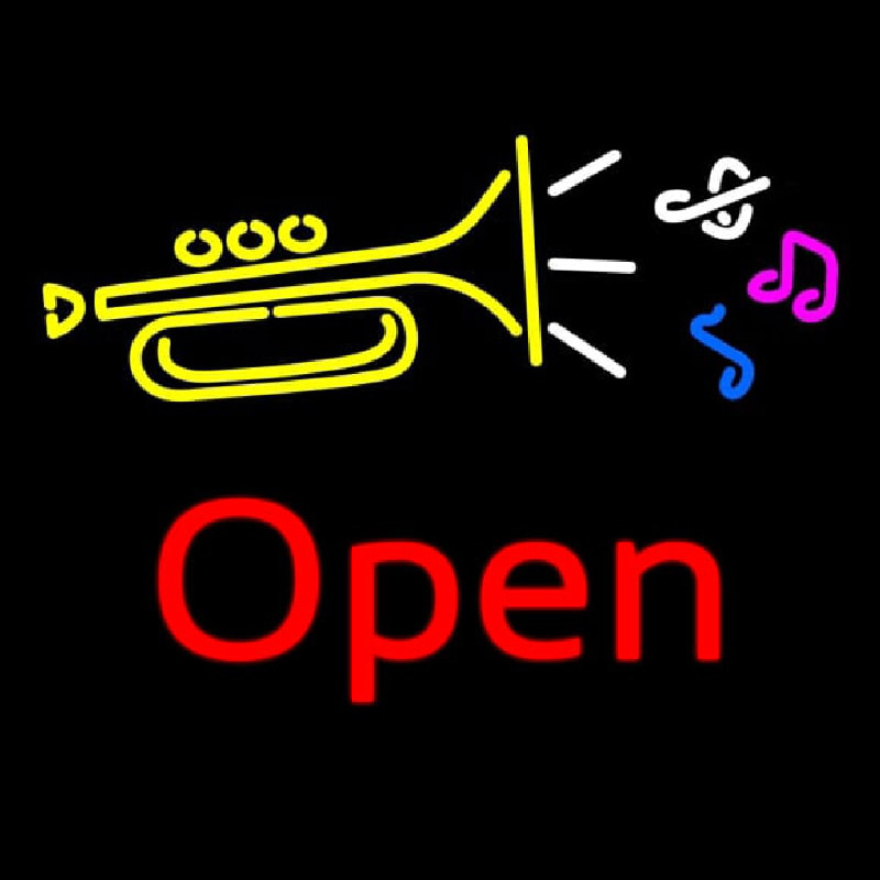 Trumpet Logo Open Enseigne Néon