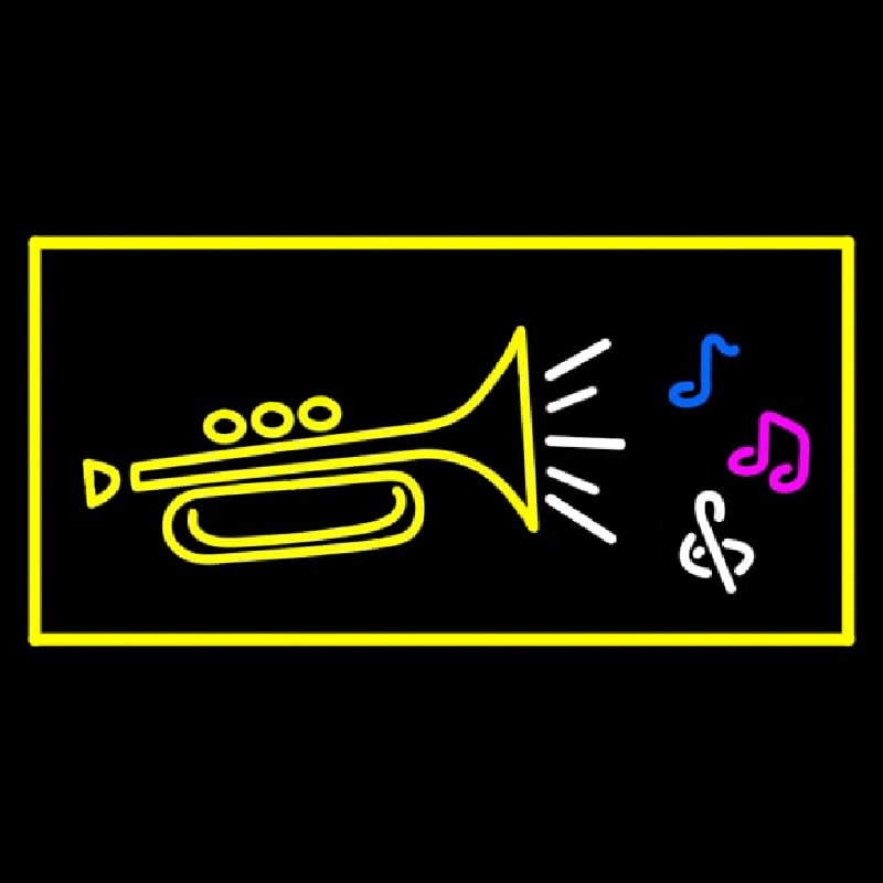 Trumpet Logo Rectangle Yellow Enseigne Néon