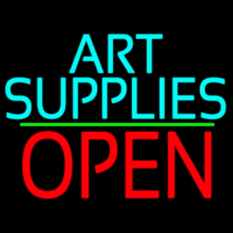 Turquoise Art Supplies With Open 1 Enseigne Néon