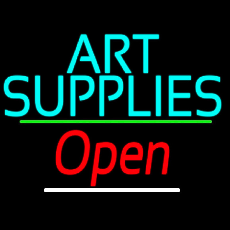 Turquoise Art Supplies With Open 3 Enseigne Néon