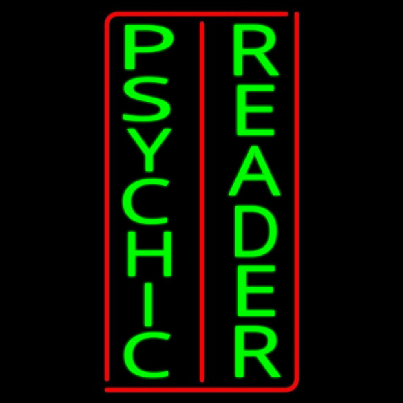 Vertical Green Psychic Reader Red Border Enseigne Néon