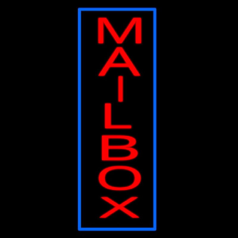 Vertical Mailbo  Blue Border Enseigne Néon