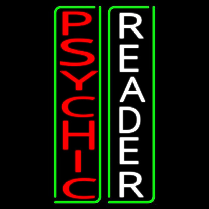 Vertical Red Psychic White Reader Green Border Enseigne Néon