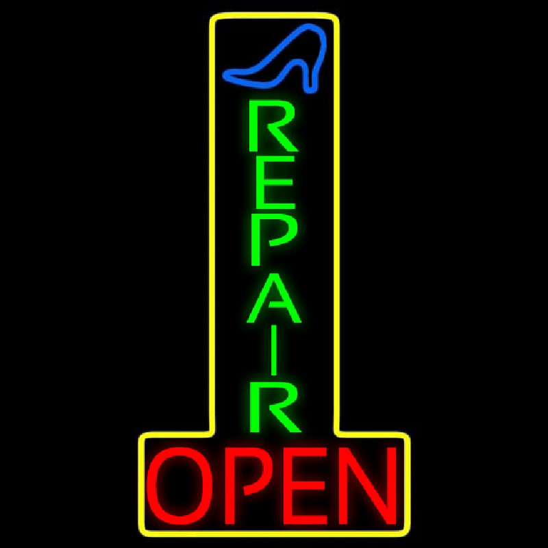 Vertical Shoe Repair Open Enseigne Néon