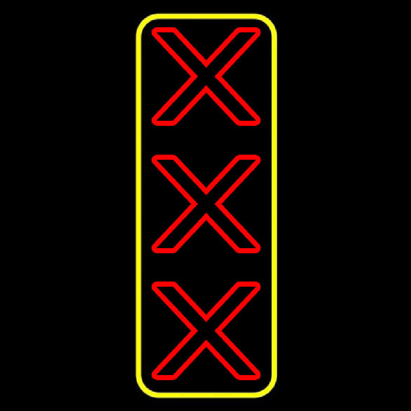 Vertical X   With Yellow Border Enseigne Néon