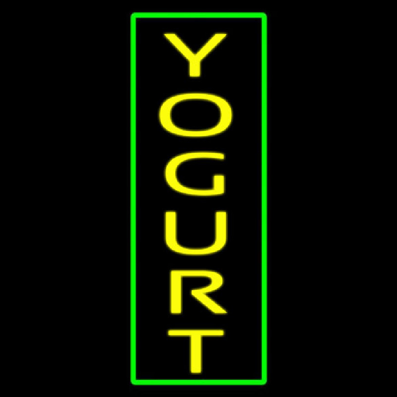 Vertical Yellow Yogurt With Green Border Enseigne Néon