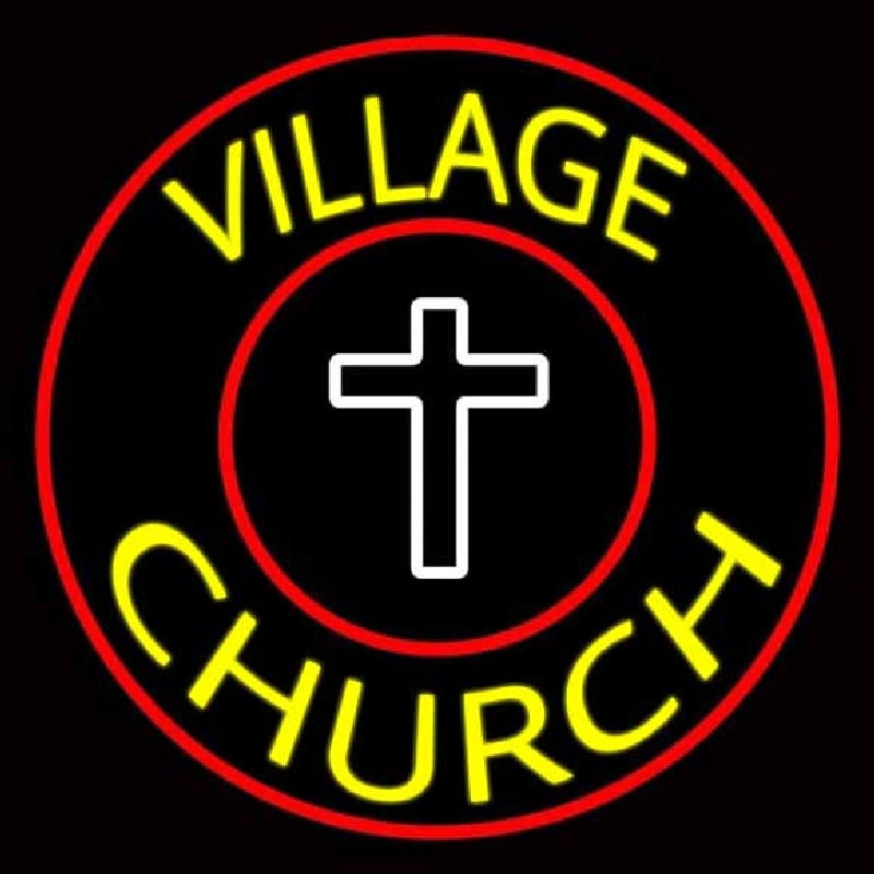 Village Church With Border Enseigne Néon