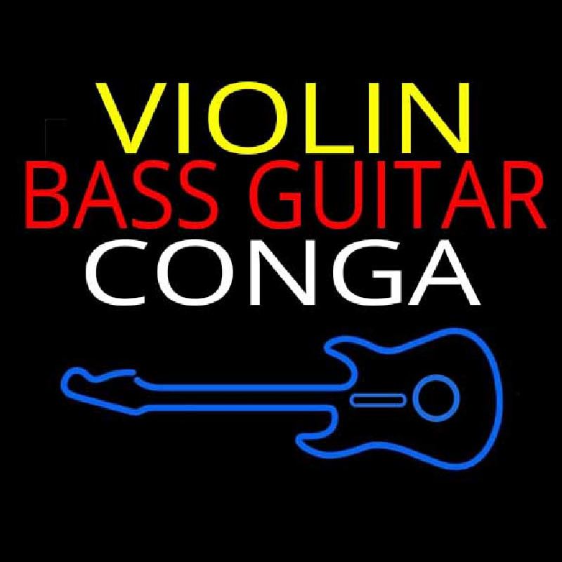 Violin Bass Guitar Conga 1 Enseigne Néon