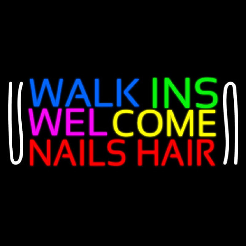 Walk Ins Welcome Nails Hair Enseigne Néon