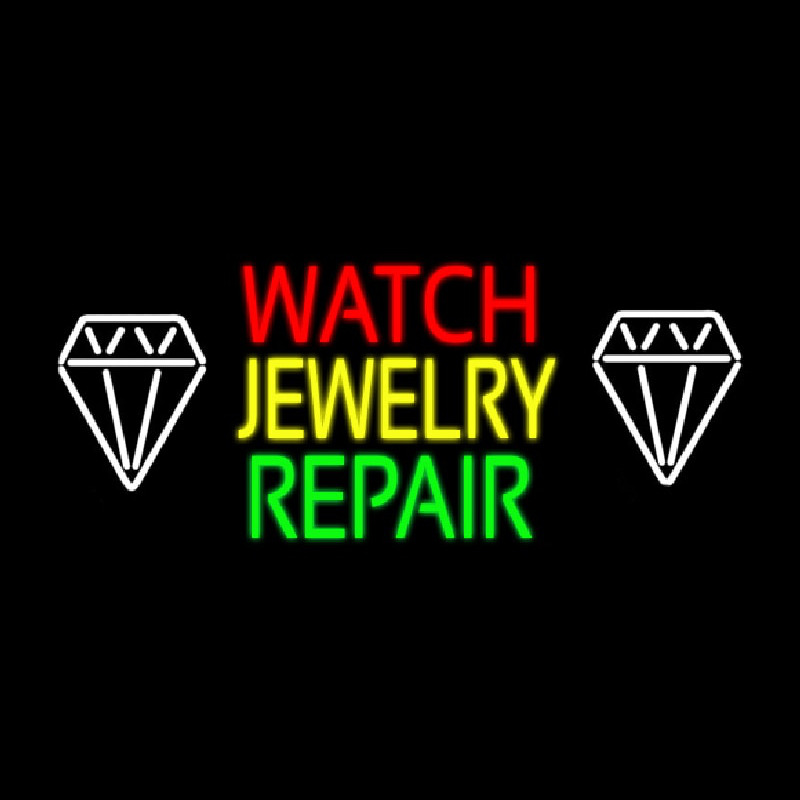 Watch Jewelry Repair With White Logo Enseigne Néon