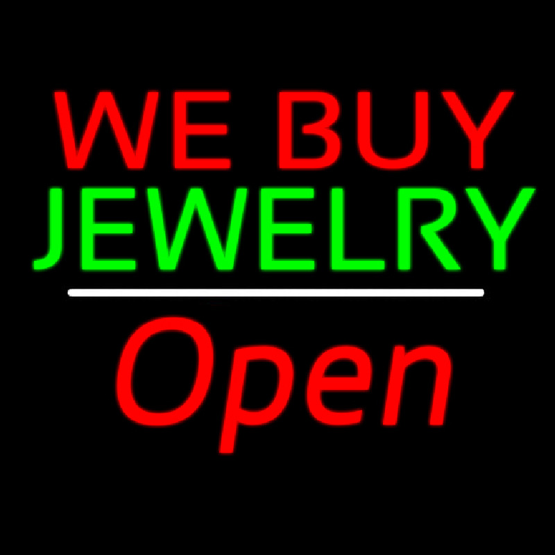 We Buy Jewelry Block Open White Line Enseigne Néon