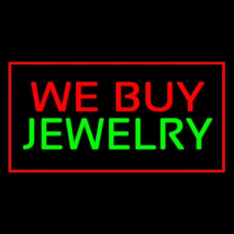 We Buy Jewelry Block Rectangle Red Enseigne Néon