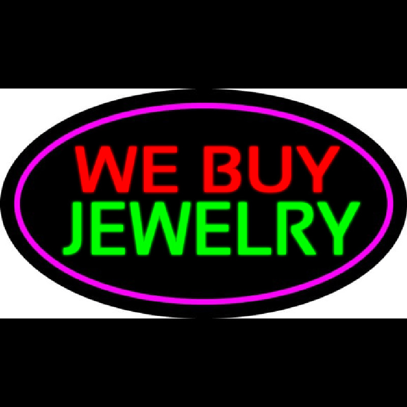 We Buy Jewelry Oval Purple Enseigne Néon