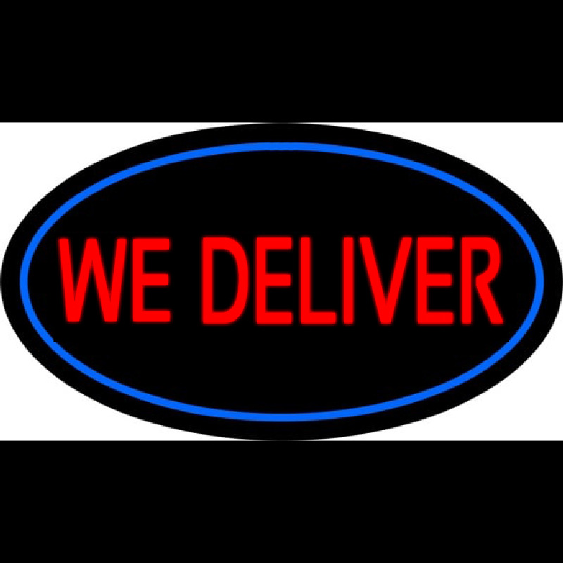 We Deliver Oval Blue Enseigne Néon