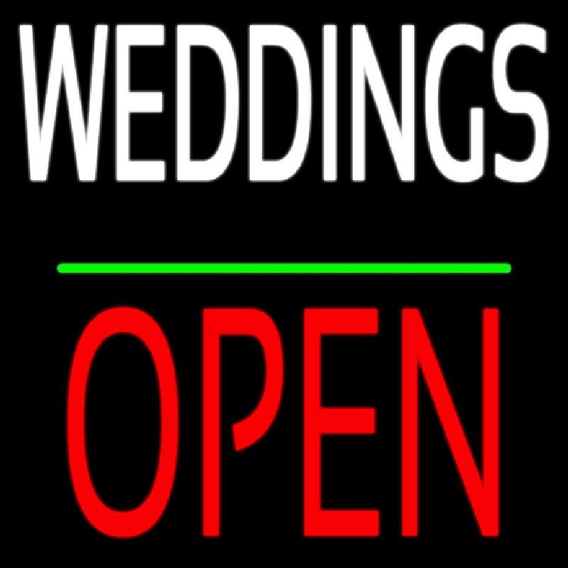 Weddings Block Open Green Line Enseigne Néon