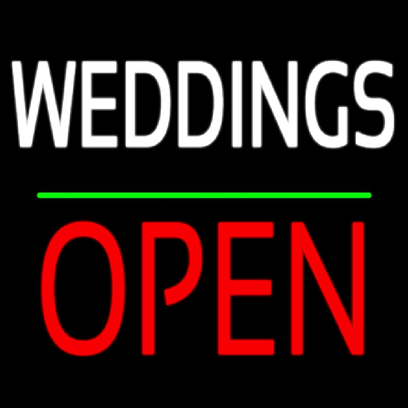 Weddings Block Red Open Green Line Enseigne Néon