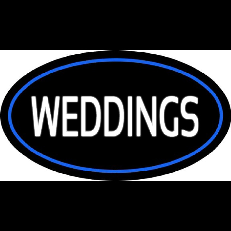 Weddings White Oval Blue Enseigne Néon