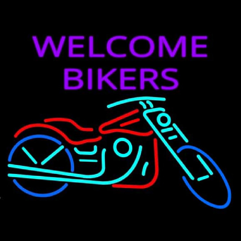 Welcome Bikers With Bike Enseigne Néon
