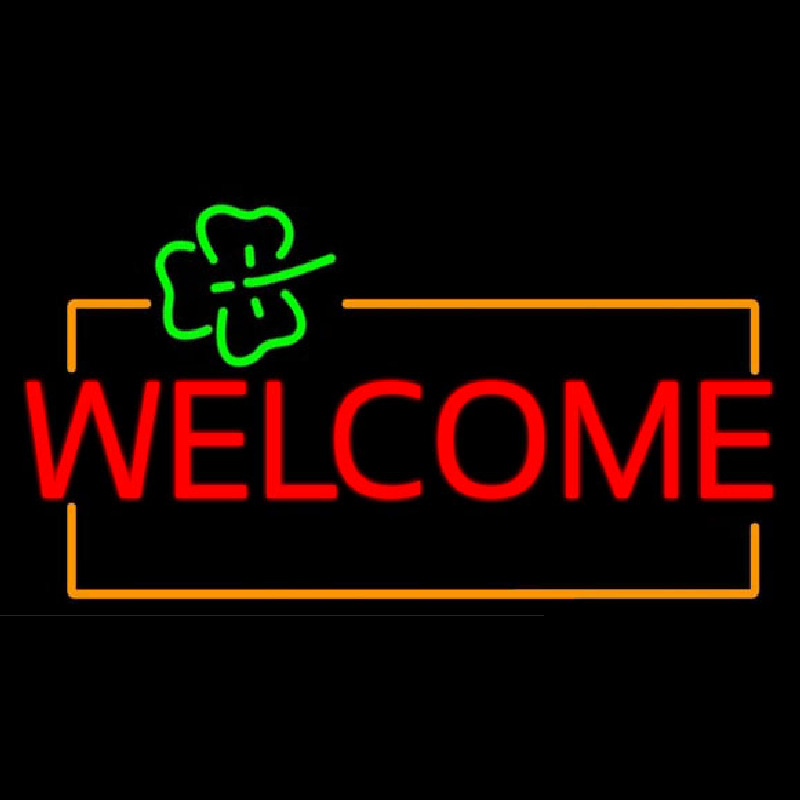 Welcome Orange Border Enseigne Néon