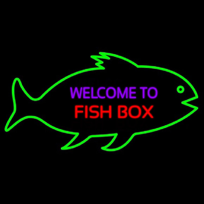 Welcome To Fish Bo  With Green Bo  Enseigne Néon