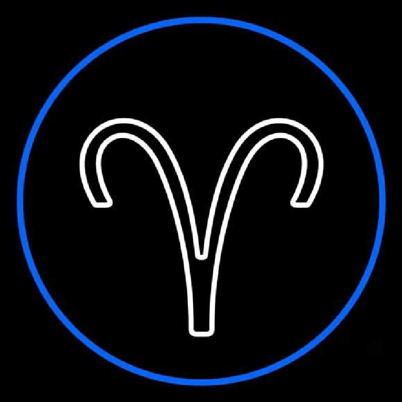 White Aries Blue Border Enseigne Néon
