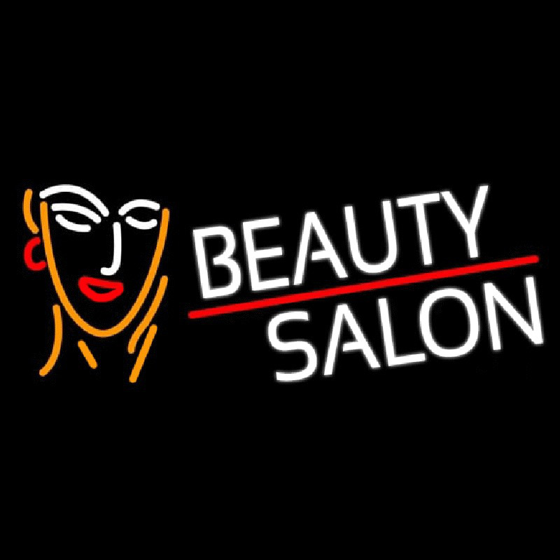 White Beauty Salon With Girl Enseigne Néon