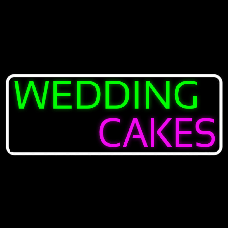 White Border Wedding Cakes Enseigne Néon